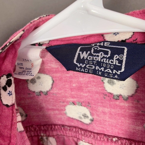 VINTAGE Woolrich Pink Sheep Flannel Long Nightgown Pajamas Size Small Made in US - Picture 3 of 5